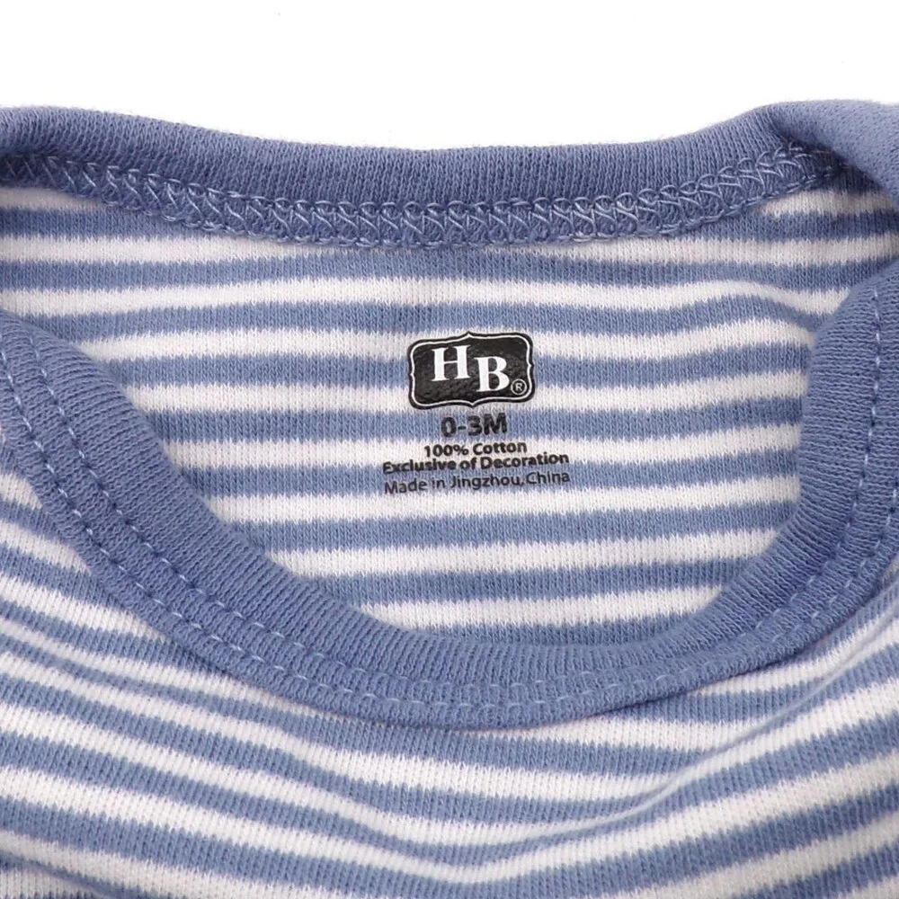HB Striped Bodysuits Baby Boy Clothes 0-3 Months Lot of 2 Blue White Long Sleeve